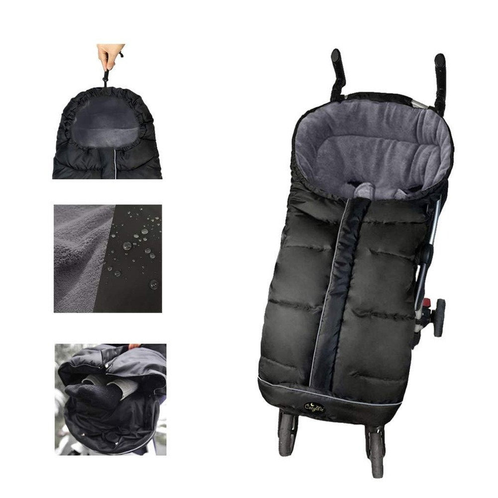 CozyMe 3-in-1 Stroller Footmuff Sleeping Bag Baby Universal Winter Fleece Black